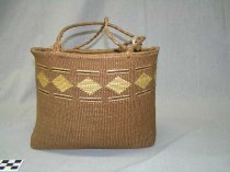 Tsimshian red cedar bark basket with handles from Metlakatla, circa 1900
