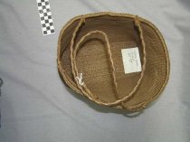 Tsimshian red cedar bark basket with handles from Metlakatla, circa 1900