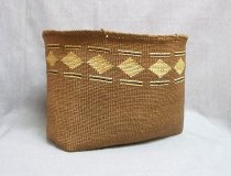 Tsimshian red cedar bark basket with handles from Metlakatla, circa 1900