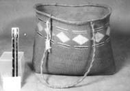 Tsimshian red cedar bark basket with handles from Metlakatla, circa 1900