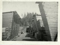 Stacks of lumber at the Ketchikan Spruce Mills lumber yard