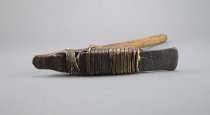Adze with iron blade and wood handle - wrapping