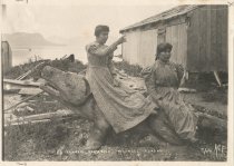 Native women with totem figure