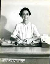 18.10.001, Gochenour at teacher's desk, probably late 1930s