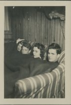 Evelyn Roberts, Stuart Light, Sandy Beahm and Sam Flora camping, circa 1943