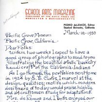 1950.001.01 Pedro deLemos letter 03/18/1950