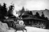 Train going by Muir Woods Inn, circa 1919