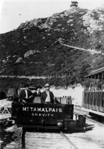 Men in gravity car on Mt. Tamalpais, circa 1905