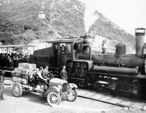 Chevrolet pickup drives up railroad grade to Mt. Tamalpais summit, 1923