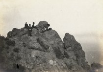 Men and women sitting on East Peak of Mt. Tamalpais, circa 1890