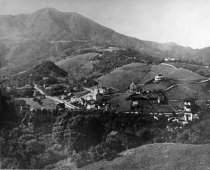 View of showing Summit School, churches, and Coffin home, 1900