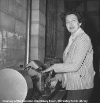 Mrs. Tom Collison at the Mill Valley Record, circa 1950s