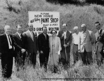 Mayor Huber and officials at ground breaking for Paint Shop,1957