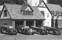 Fire engines in front of Mill Valley Fire House, circa 1952.