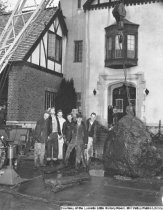 Installation of Mill Valley City Hall war memorial boulder, 1953