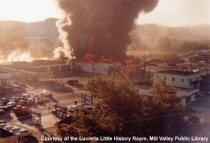 Fire at Jolly King Liquors on Miller Avenue, June 28, 1963