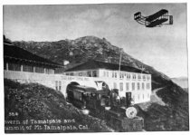 Tavern of Tamalpais with "early Bird Flyer" above, circa 1911