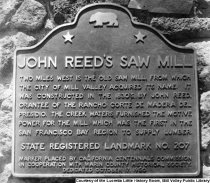 Historical Plaque Describing John Reed's Saw Mill, circa 1950