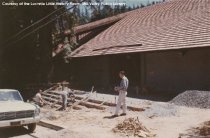 Library construction of front steps, 1966