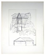 Matted pen and ink drawing of 510 Throckmorton Ave.