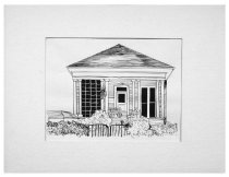 Matted pen and ink drawing of 34 Mountain View.
