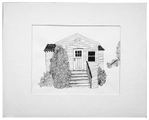 Matted pen and ink drawing of 37 Walnut in Mill Valley.