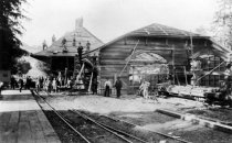 Mill Valley second train station under construction, 1898