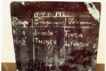 Blackboard used as engine crew board, 1984