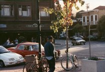 Corner of Miller & Throckmorton with "Old Timer" Bob Burns, 1989
