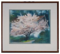 Chalk drawing of a Japanese Cherry tree