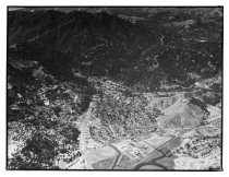 Black and white aerial view of  Mt. Tam, Mill Valley and Enchanted Knolls