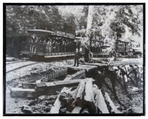 Work gang removing a trestle on the Mount Tamalpais and Muir Woods Railway
