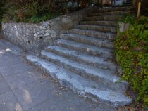 Throckmorton Avenue rustic stone steps and wall, 2016
