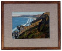 Paintings framed back to back Pacific coast and Stinson Beach