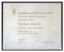 American Institute of Architects award for the Mill Valley Library design
