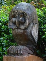 Carved wooden owl on post, 2017