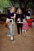 Two women & a girl at groundbreaking of libarray addition, 1997