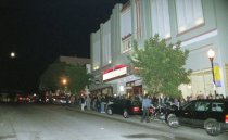 Long line of film-goers in front of the Sequoia Theatre for a screening