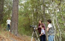 Children filming a scene at the Young Filmmakers Workshop