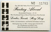 Raffle ticket for the Closing Night Gala, 1983