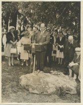 A Sepia photo print of the Old Mill dedication, 1959