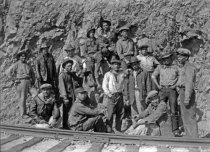 Crew about to tear up railroad track, 1930
