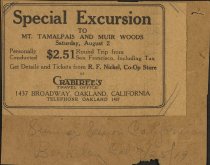 Advertisement for tickets on the Mt. Tamalpais & Muir Woods Railway+