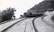 Mt. Tam. & Muir Woods gravity car 21 with 2 bucks in front of it, 1930