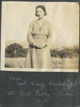 Photograph of a woman on a picnic in Mill Valley, 1919