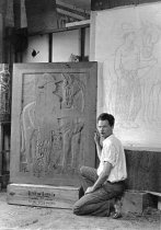 Dick O'Hanlon with large fresco, early 1930's