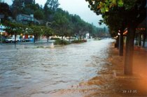 The 2005 Mill Valley flood-crrek looking downstream at La Goma St, 12/30/05