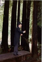 Marc Bruvry and Dick Spotswood enacting Mill Valley 1890 land auction, 1990
