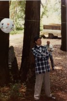 Marc Bruvry and Dick Spotswood enacting Mill Valley 1890 land auction, 1990