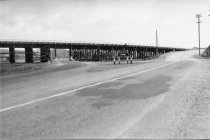 Hwy101 Richardson Bay Bridge Redwood trestle at Sausalito ramp, circa 1930'